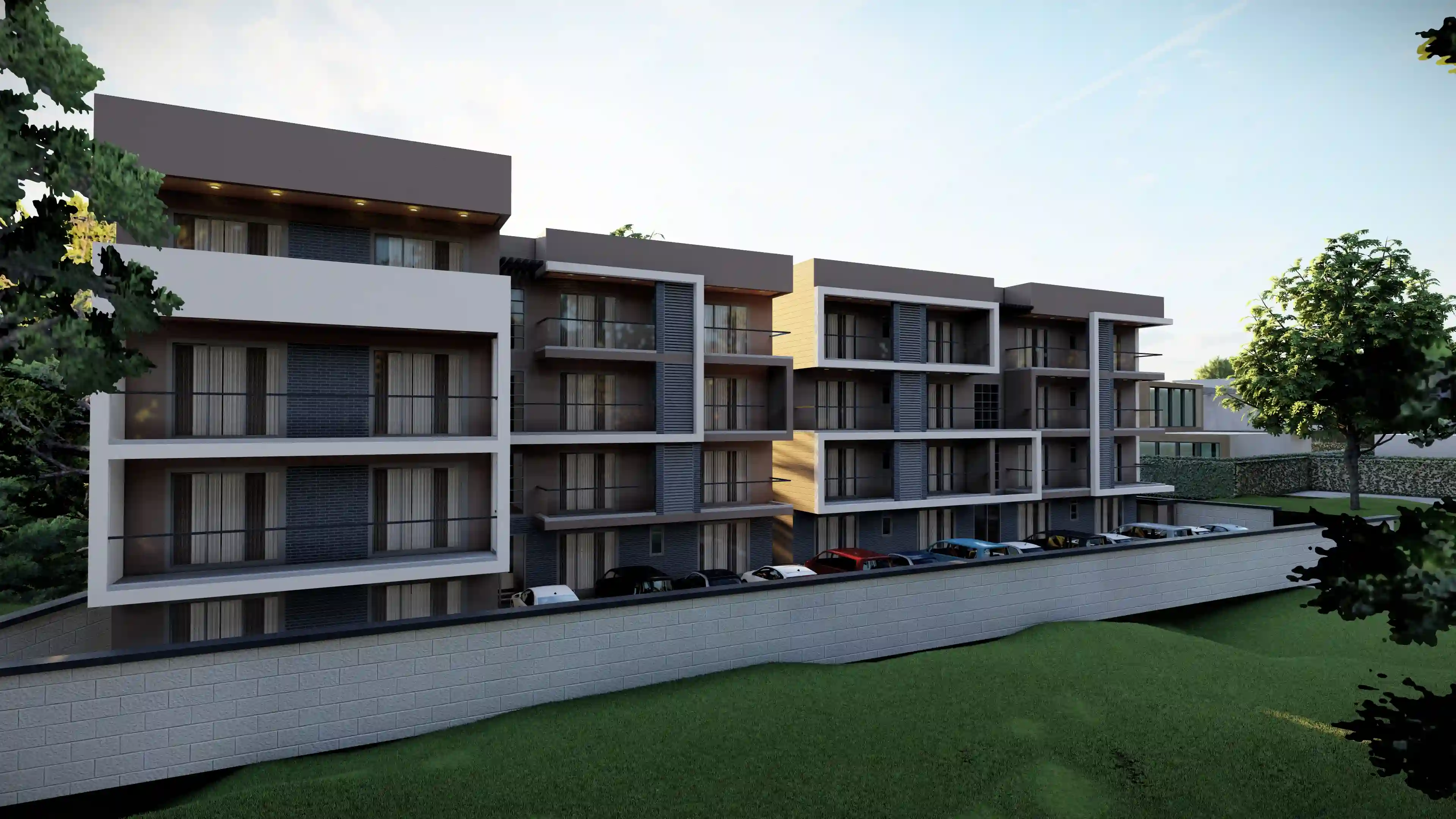 Architectural rendering of a Kayo development in its landscaped setting